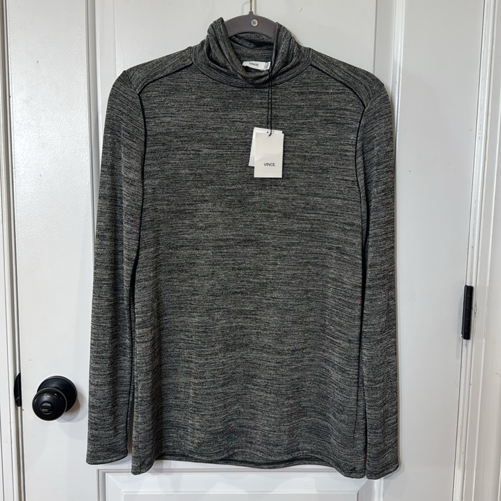 *NEW* VINCE SLINKY TURTLE NECK GUNMETAL SHIMMER SIZE SMALL - Picture 4 of 9